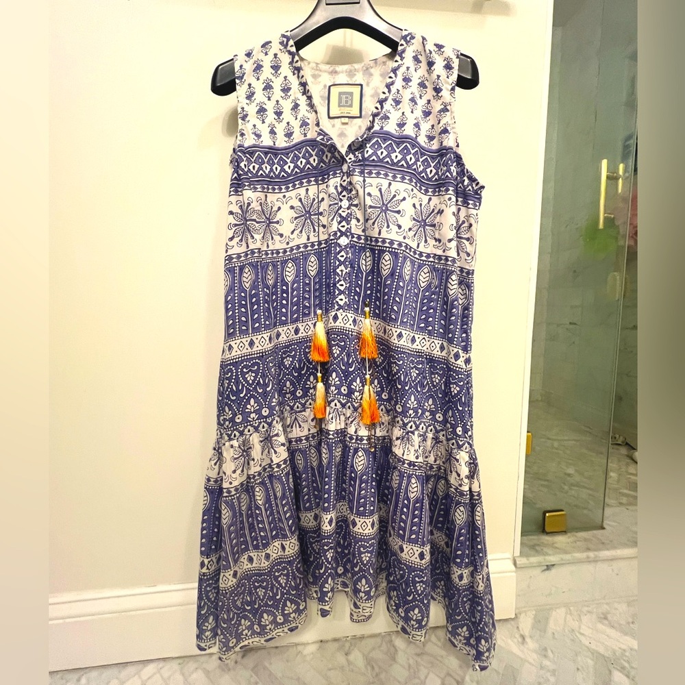 Bell Blue and White Sleeveless Dress. Size small